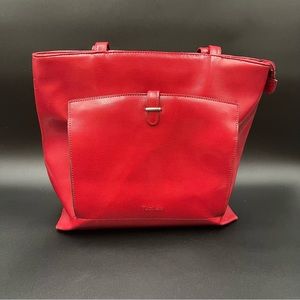 Tuci Italia Red Leather Reptile Embossed Tote